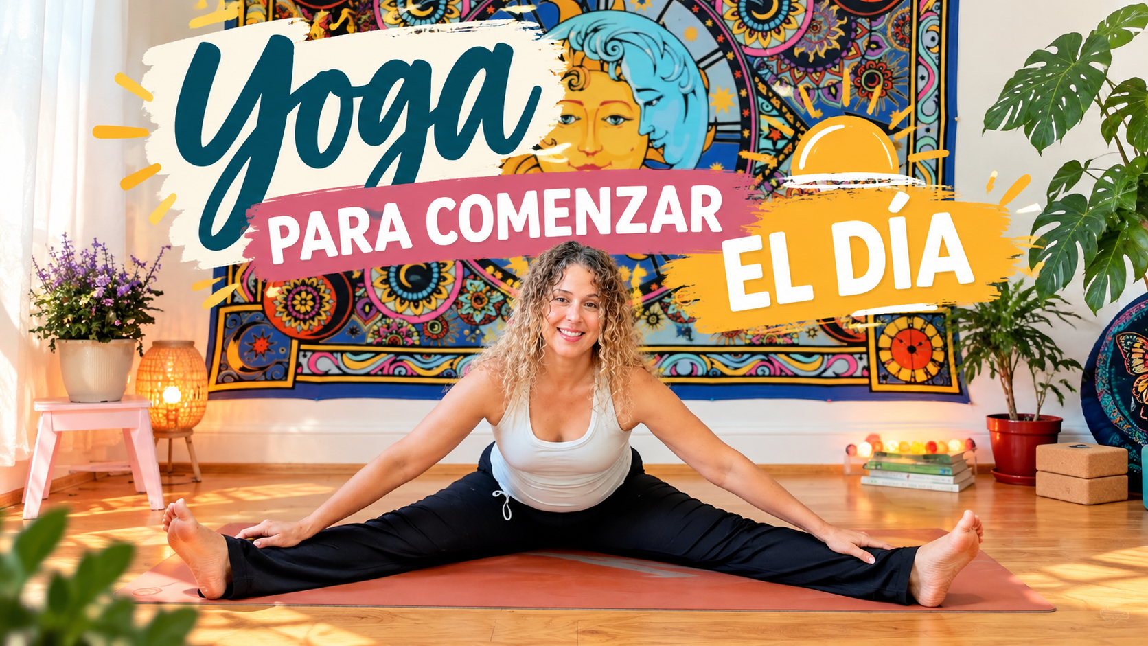 yoga para comenzar el día con AlbitaYoga realizando estiramientos de piernas en una postura sentada